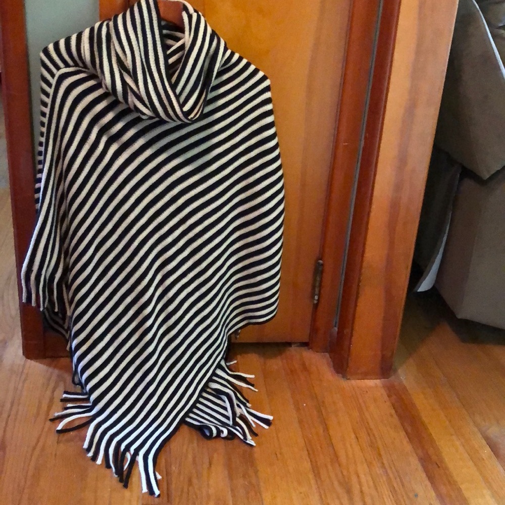 Black and white striped poncho